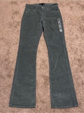 Lucky Brand Corduroy Pants Womens Size 0/25 Green Flare Leg Mid Rise Casual